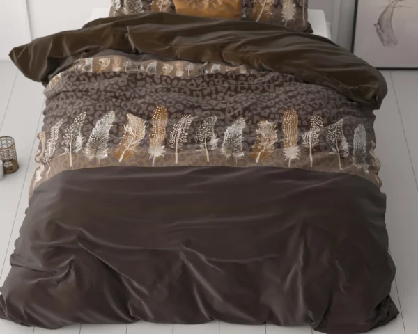 Dekbedovertrek Chocolate Feathers Bruin