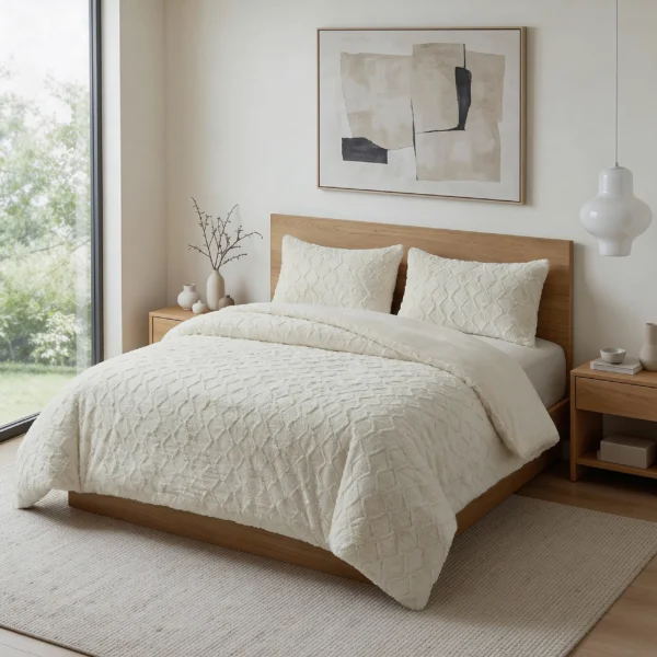 Dekbedovertrek Faux Fur Syon Crème