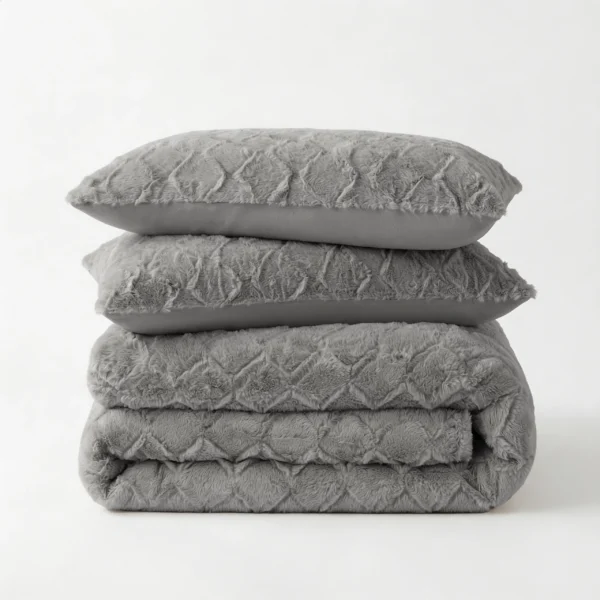 Dekbedovertrek Faux Fur Syon Grijs