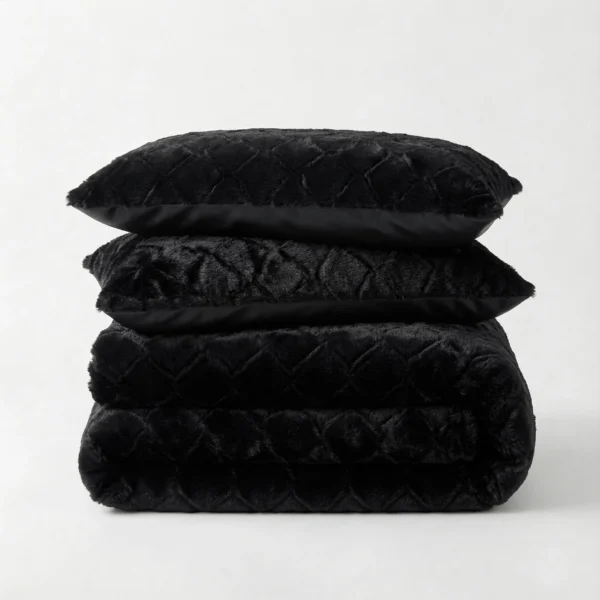 Dekbedovertrek Faux Fur Syon Zwart