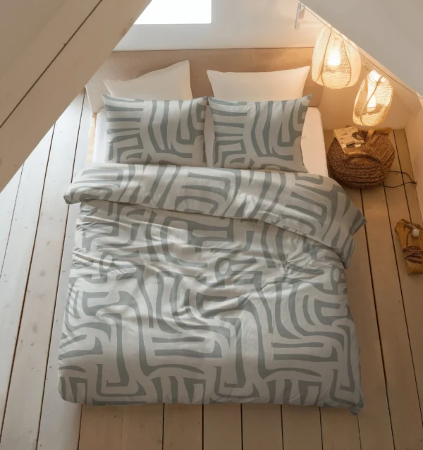 Dekbedovertrek Flanel Danis Groen/Grijs