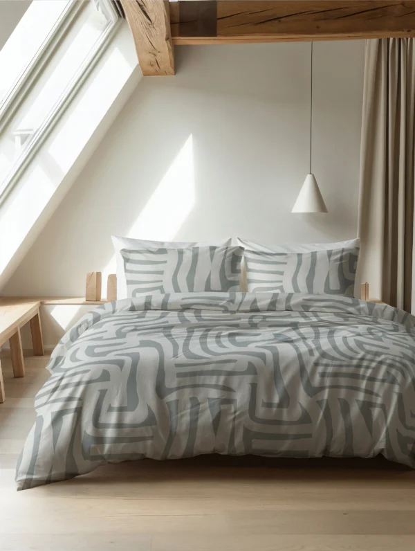 Dekbedovertrek Flanel Danis Groen/Grijs