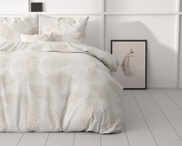 Dekbedovertrek Leaves light Wit