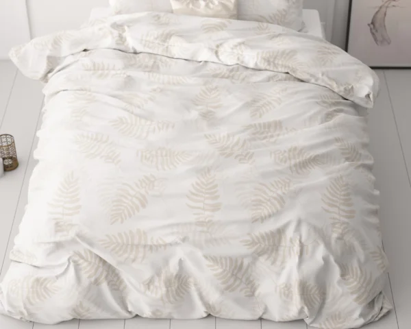 Dekbedovertrek Leaves light Wit