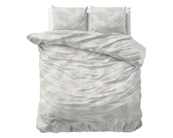 Dekbedovertrek Leaves light Wit