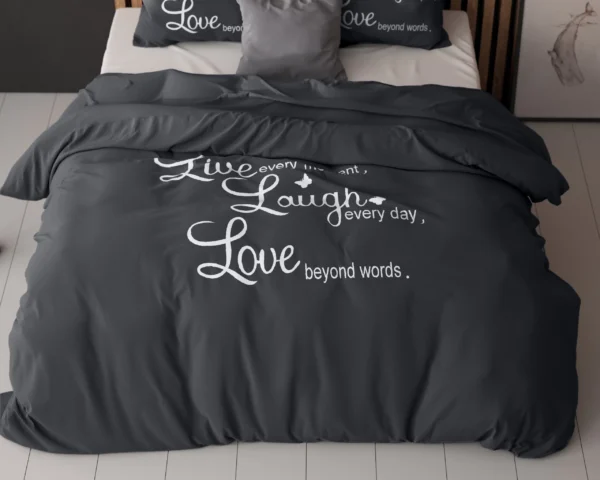 Dekbedovertrek Live, laugh and love Antraciet