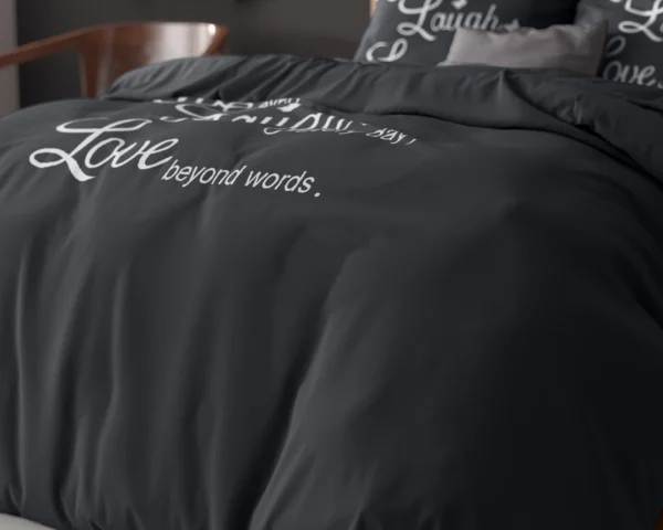 Dekbedovertrek Live, laugh and love Antraciet