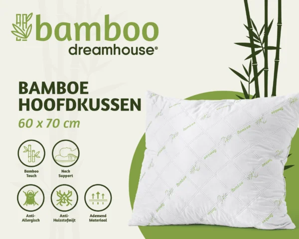 Hoofdkussen Bamboe Wit 60 x 70
