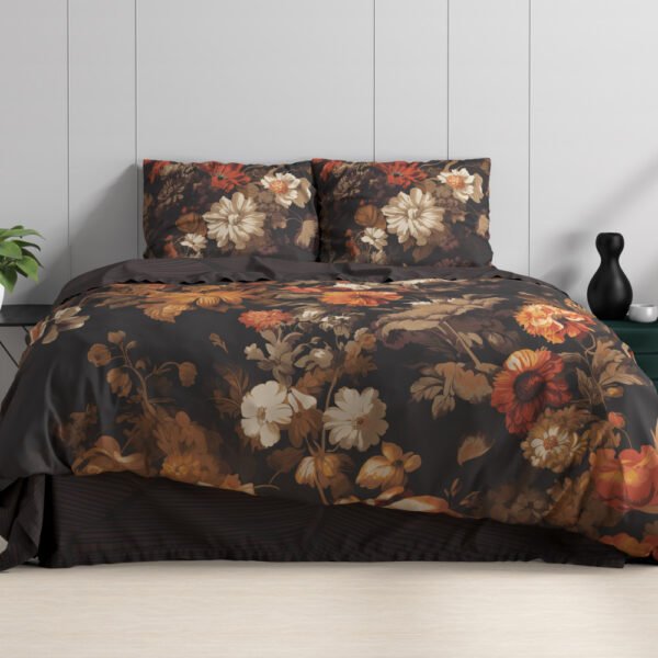 Dekbedovertrek Art flowers Bruin