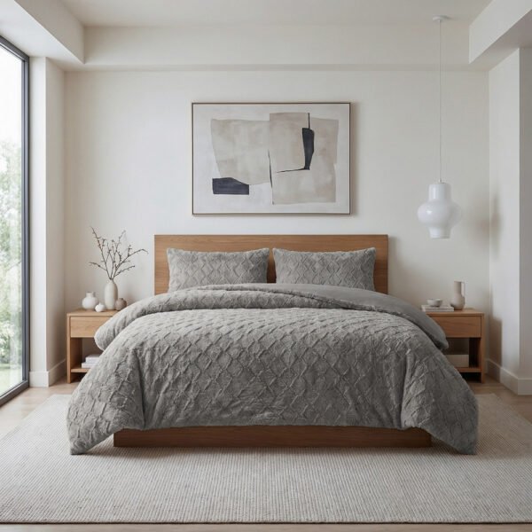 Dekbedovertrek Faux Fur Syon Grijs