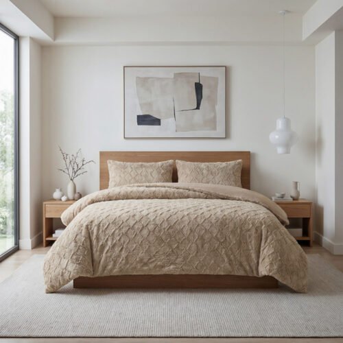 Dekbedovertrek Faux Fur Syon Taupe