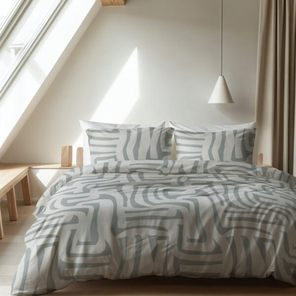 Dekbedovertrek Flanel Danis Groen/Grijs