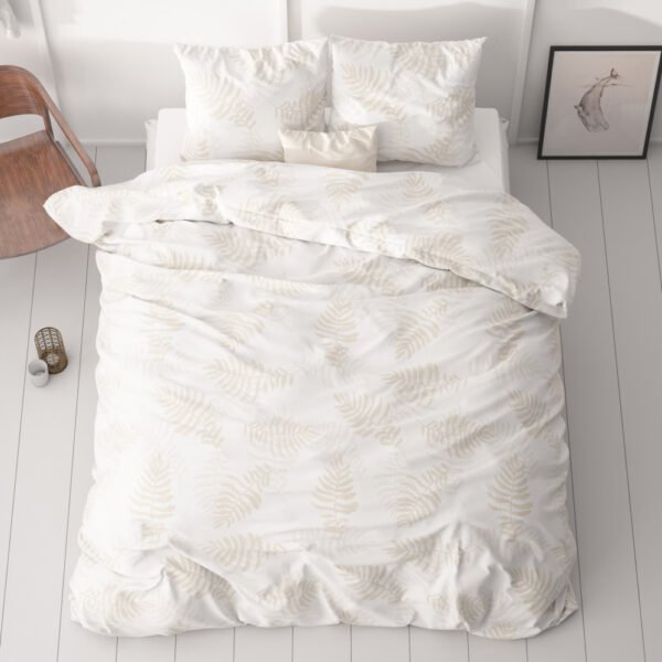 Dekbedovertrek Leaves light Wit