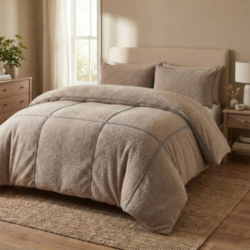 Dekbedovertrek Teddy Trim Donker Taupe