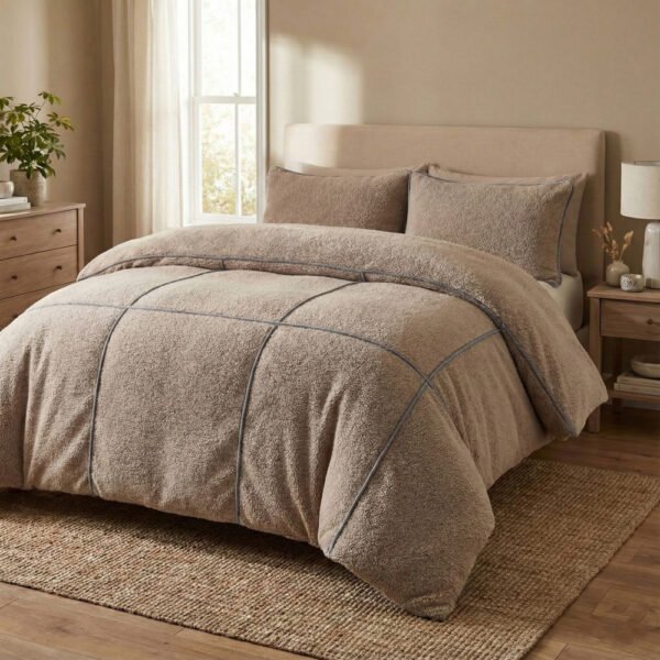 Dekbedovertrek Teddy Trim Donker Taupe