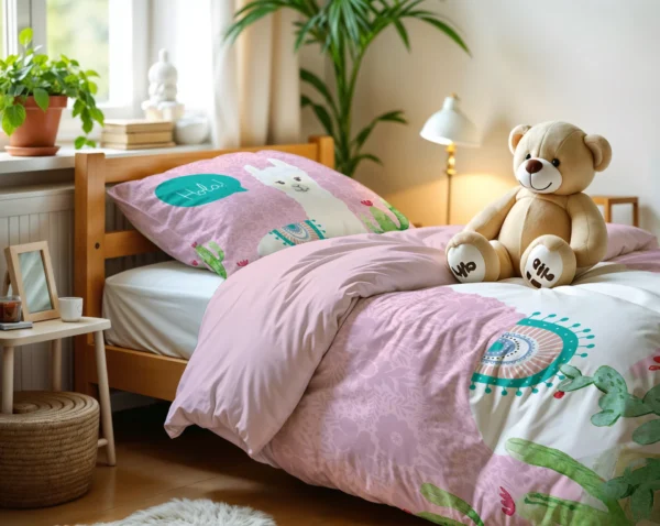 Dekbedovertrek Hola lama Roze