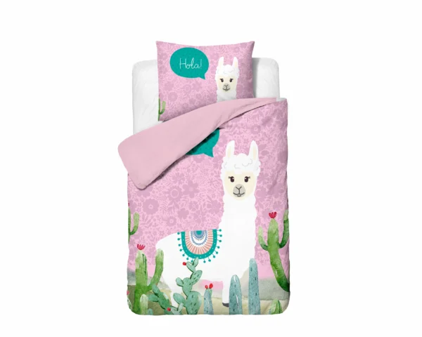 Dekbedovertrek Hola lama Roze