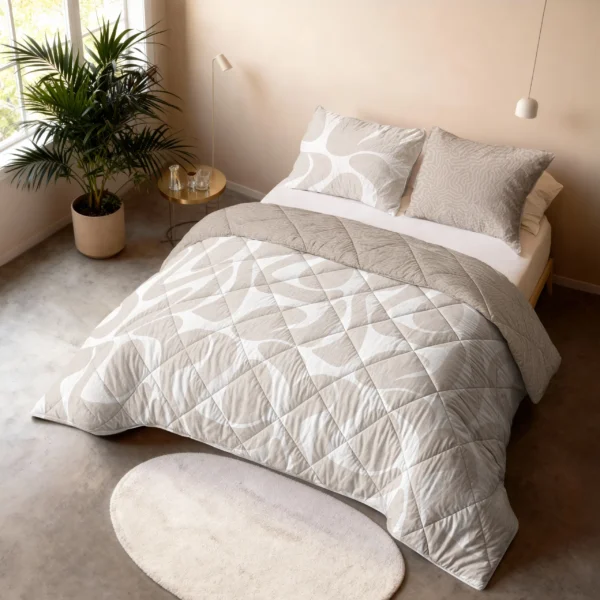 Lazy-Dekbed Drifty Zand/Grijs Met Kussenslopen