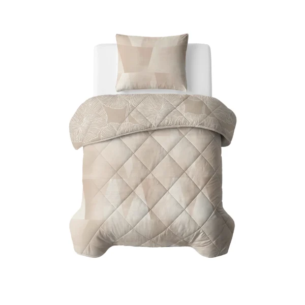 Lazy-Dekbed Triangles Zand/Beige Met Kussenslopen