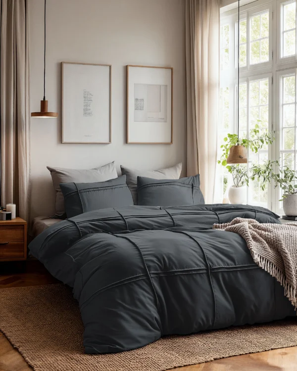 Dekbedovertrek Washed Tufted Antraciet