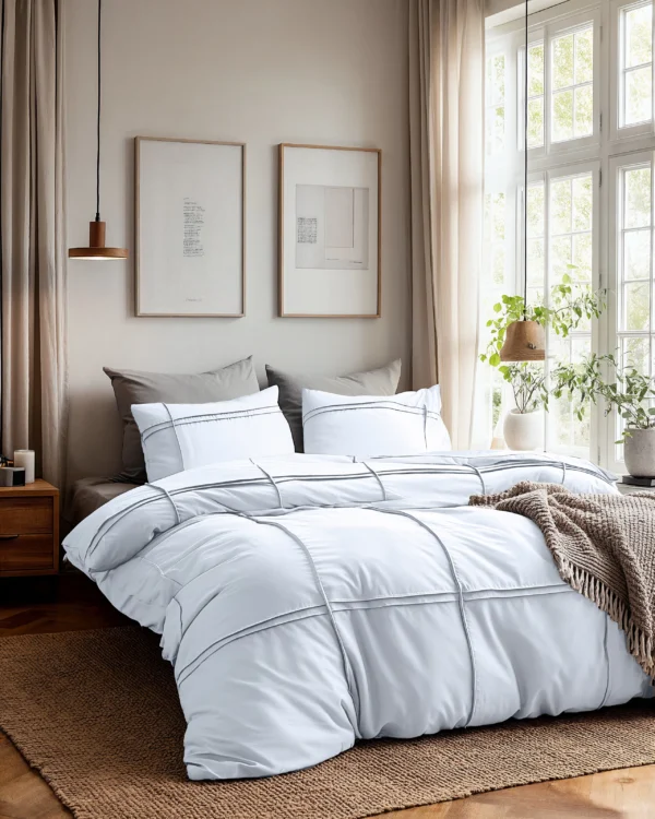 Dekbedovertrek Washed Tufted Wit