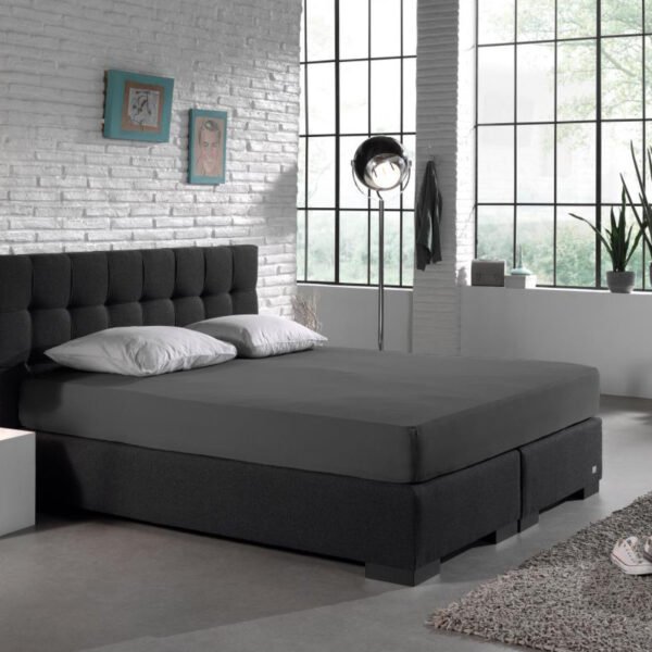 Hoeslaken Dubbel Jersey Antraciet