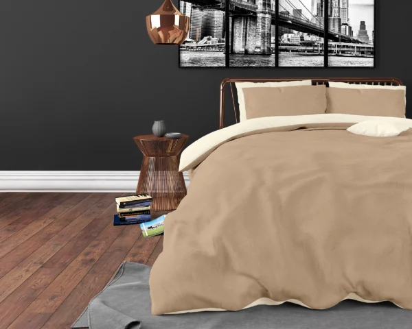 Dekbedovertrek Twin Face Creme/Taupe