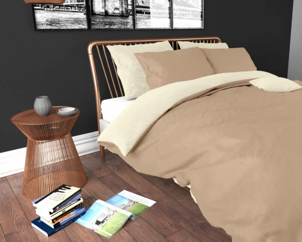 Dekbedovertrek Twin Face Creme/Taupe